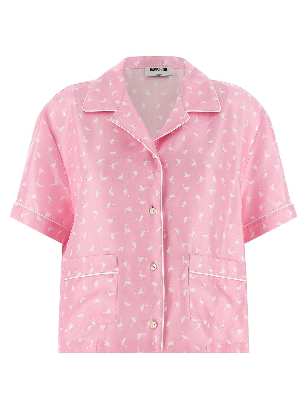 Multicolor Silk Goose Print Crop Blouse