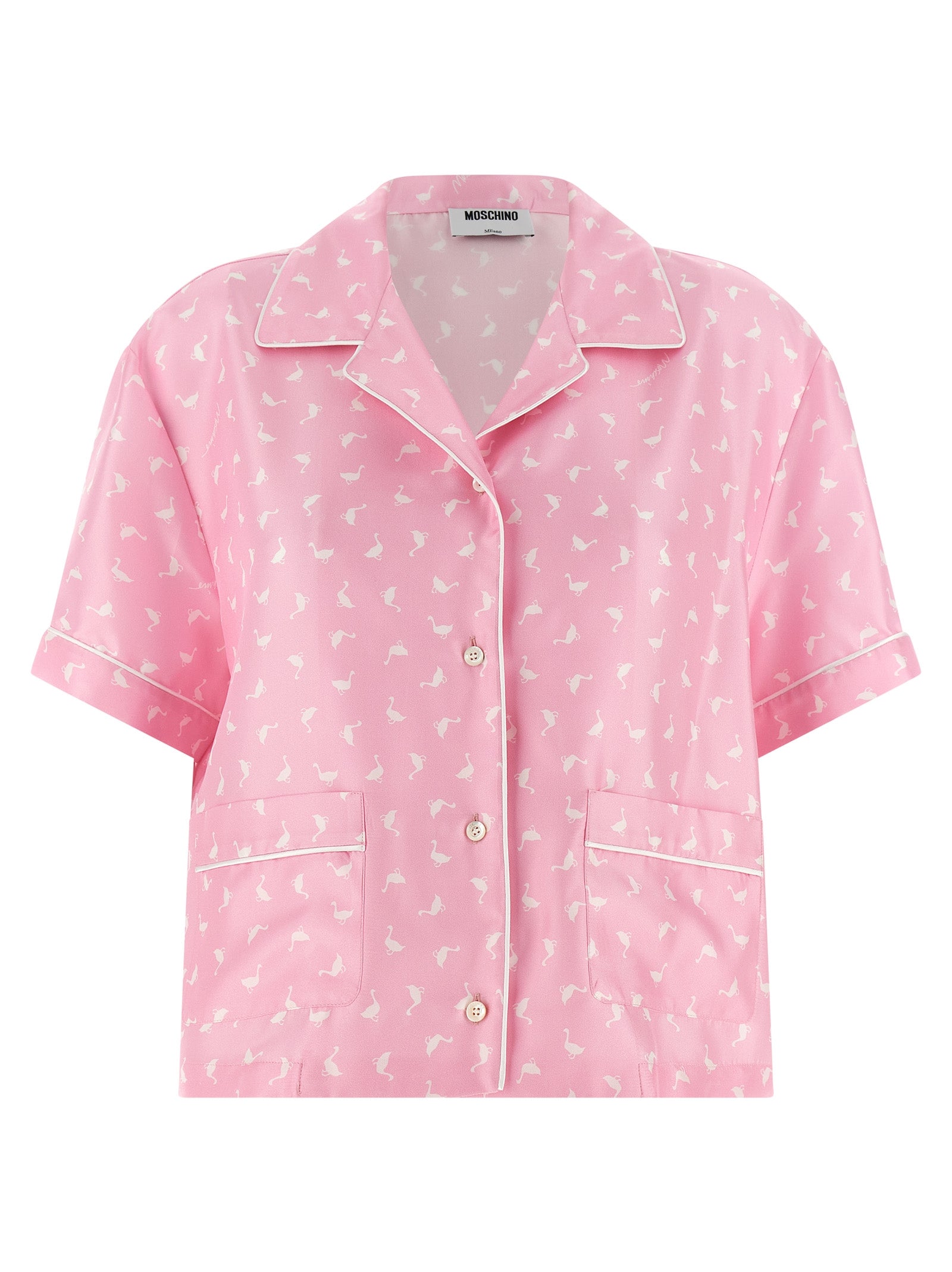 Multicolor Silk Goose Print Crop Blouse