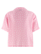 Multicolor Silk Goose Print Crop Blouse