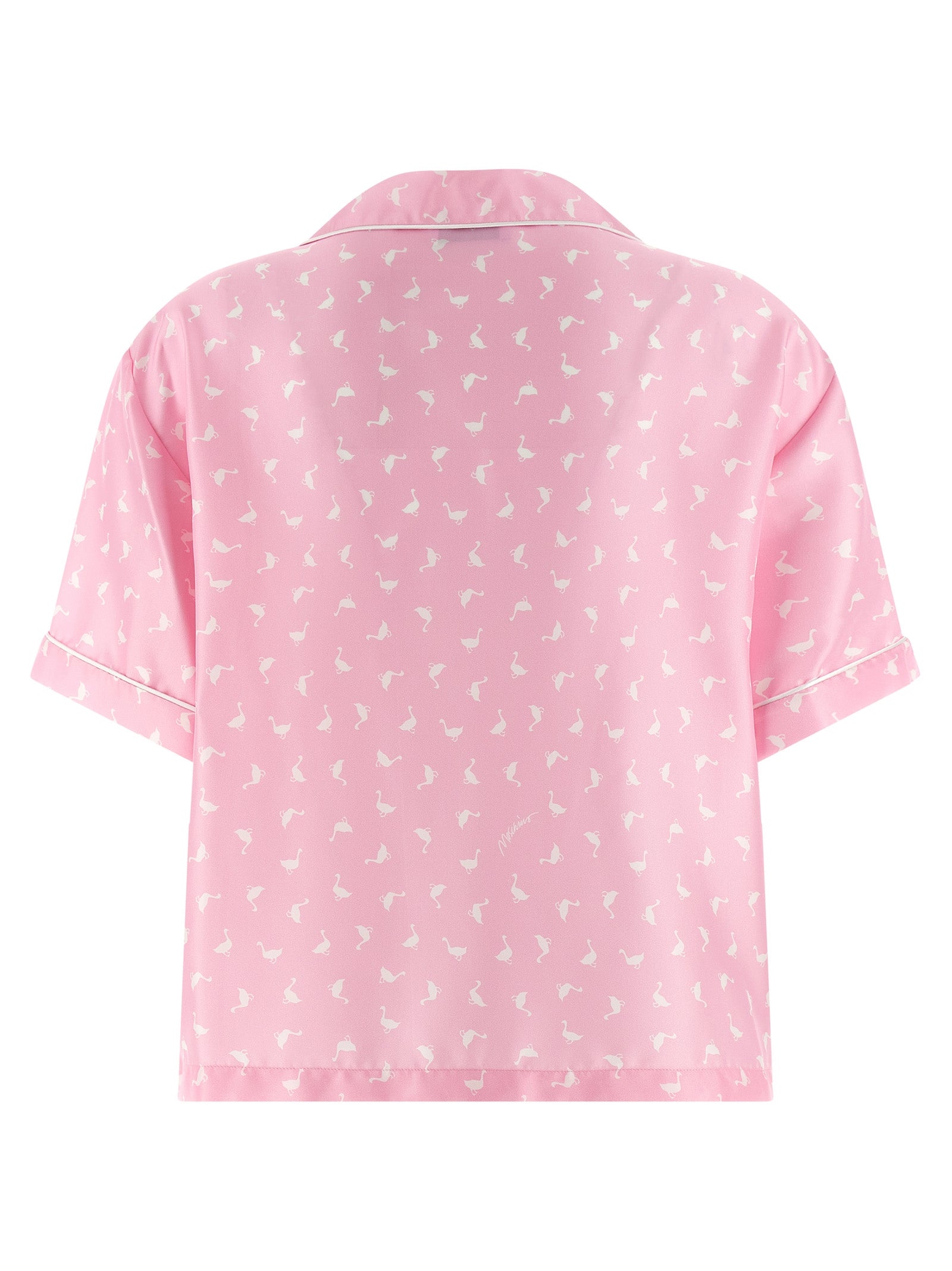 Multicolor Silk Goose Print Crop Blouse