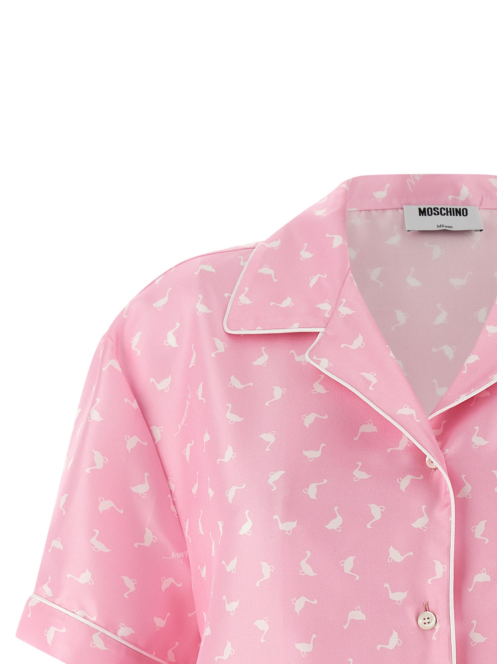 Multicolor Silk Goose Print Crop Blouse