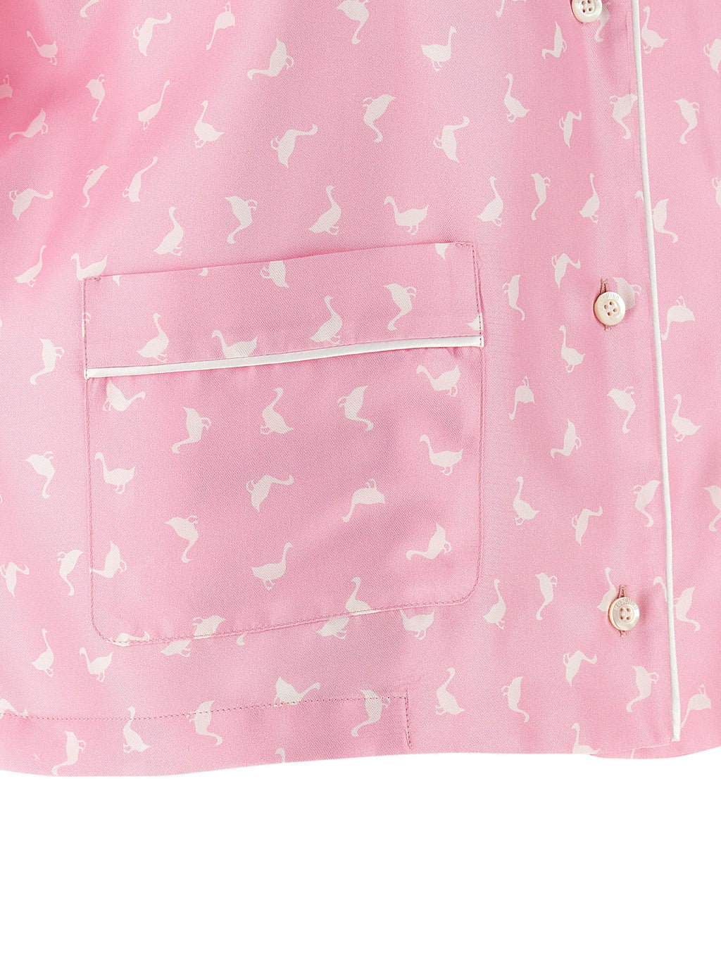 Multicolor Silk Goose Print Crop Blouse