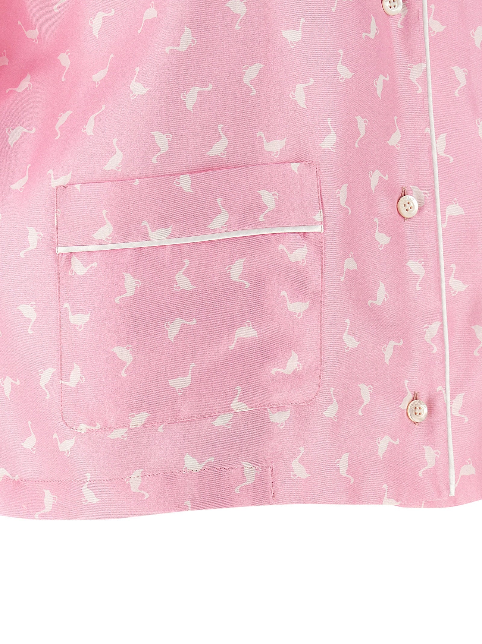 Multicolor Silk Goose Print Crop Blouse