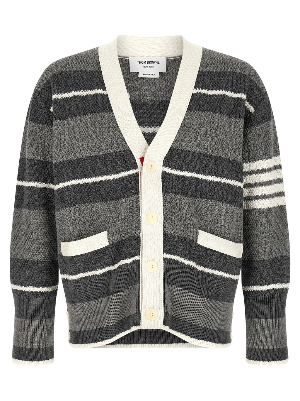 Gray Striped Cotton Cardigan