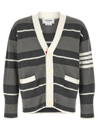 Gray Striped Cotton Cardigan