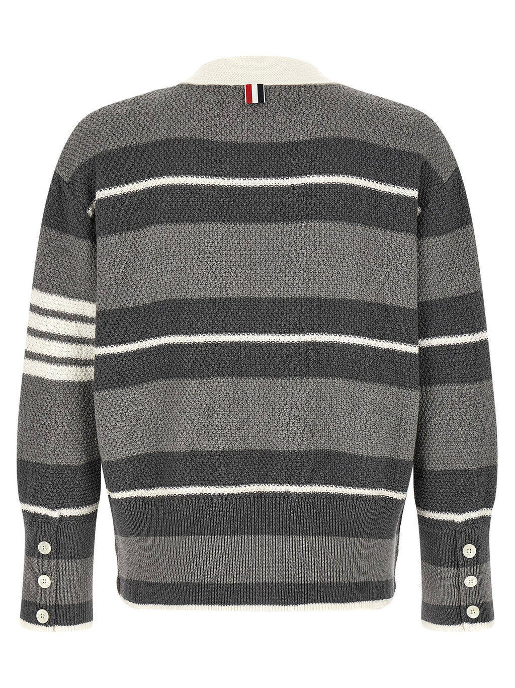 Gray Striped Cotton Cardigan