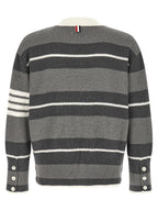 Gray Striped Cotton Cardigan