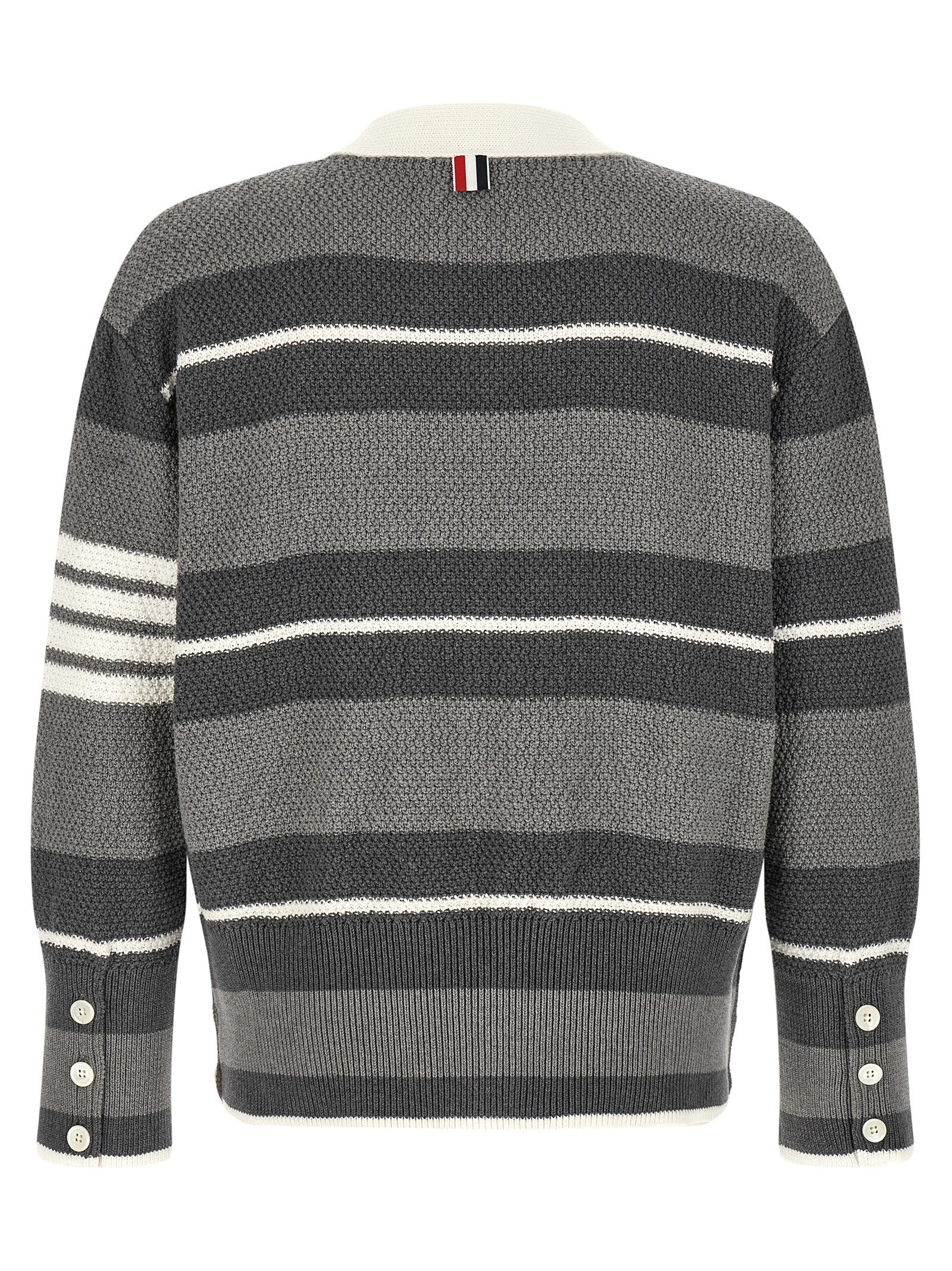 Gray Striped Cotton Cardigan