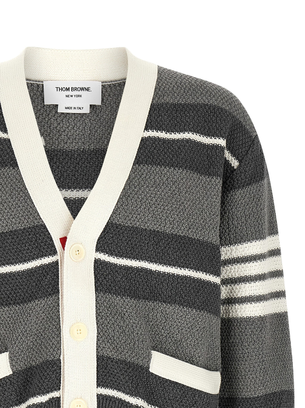 Gray Striped Cotton Cardigan