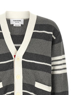 Gray Striped Cotton Cardigan