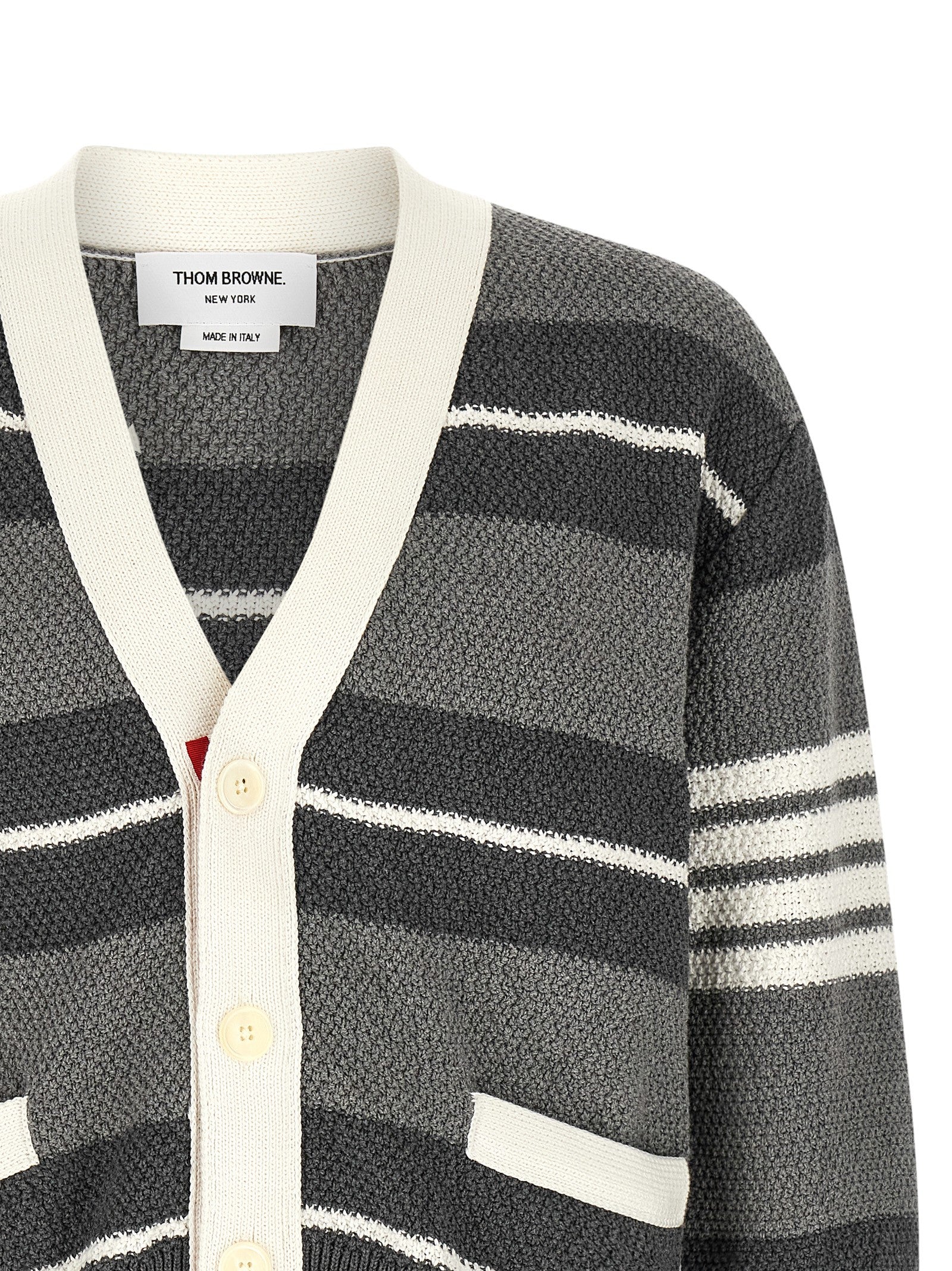 Gray Striped Cotton Cardigan
