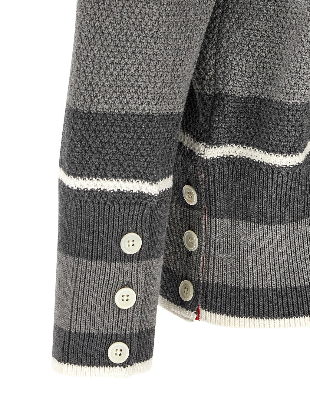 Gray Striped Cotton Cardigan