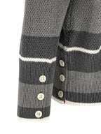 Gray Striped Cotton Cardigan