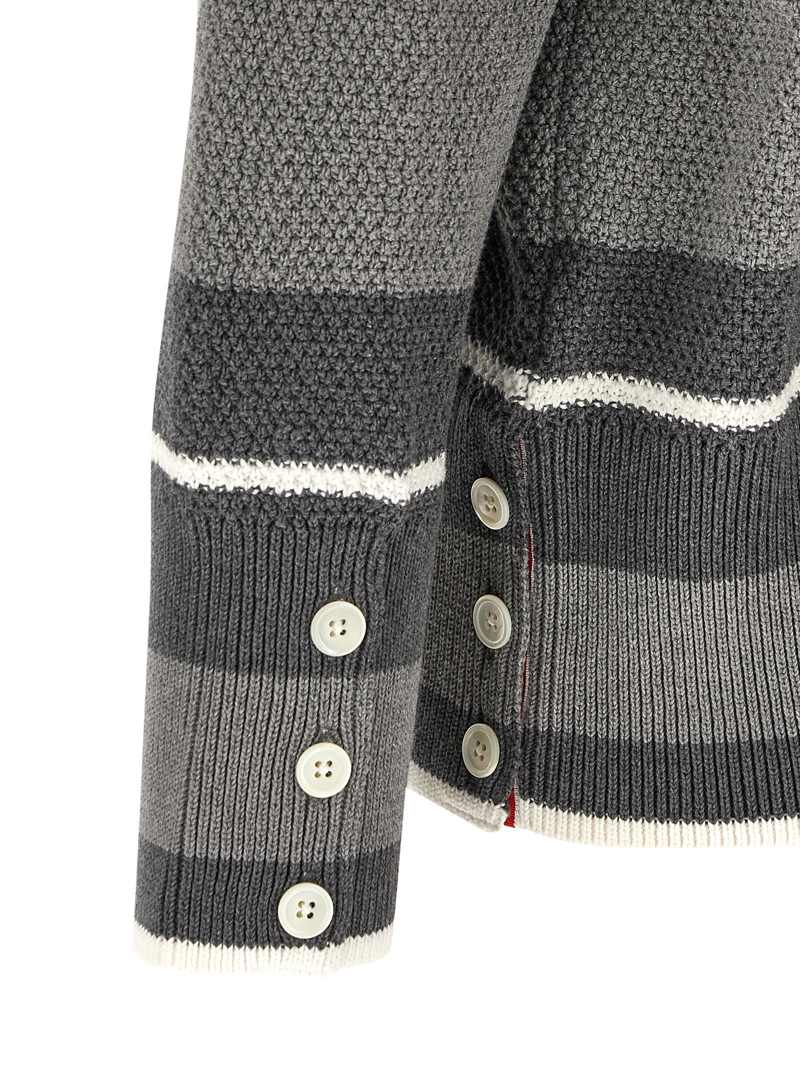 Gray Striped Cotton Cardigan