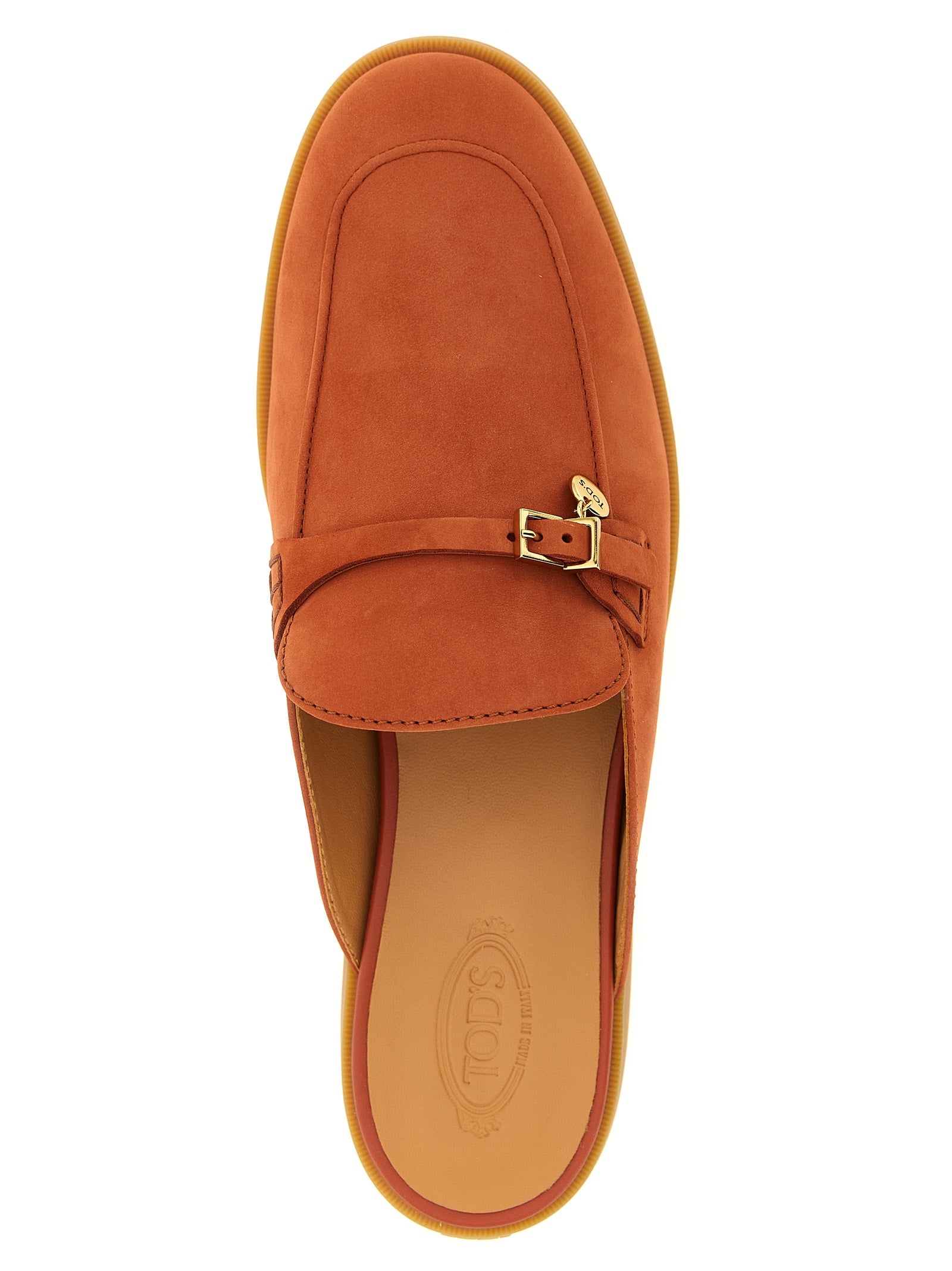 Orange Calfskin Mules