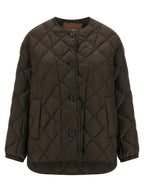 Iridescent Diamond-Quilted Flared Jacket