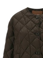 Iridescent Diamond-Quilted Flared Jacket