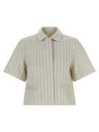 Beige Cotton Mxmangio Pinstripe Jacket