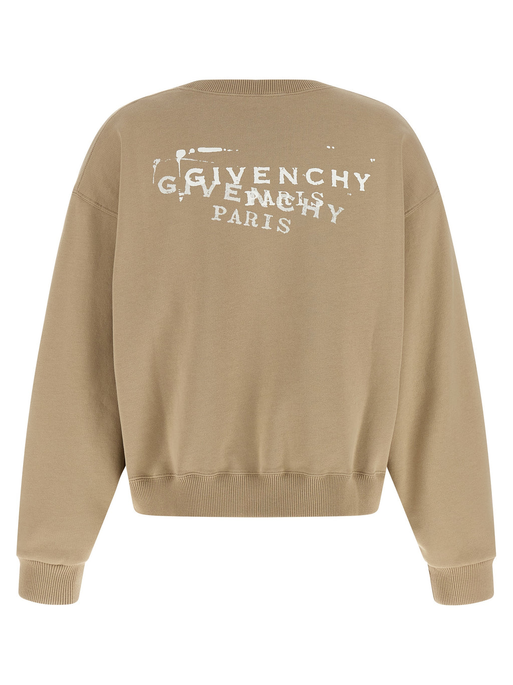 Beige Cotton Logo-Stamp Sweatshirt