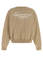 Beige Cotton Logo-Stamp Sweatshirt
