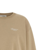 Beige Cotton Logo-Stamp Sweatshirt