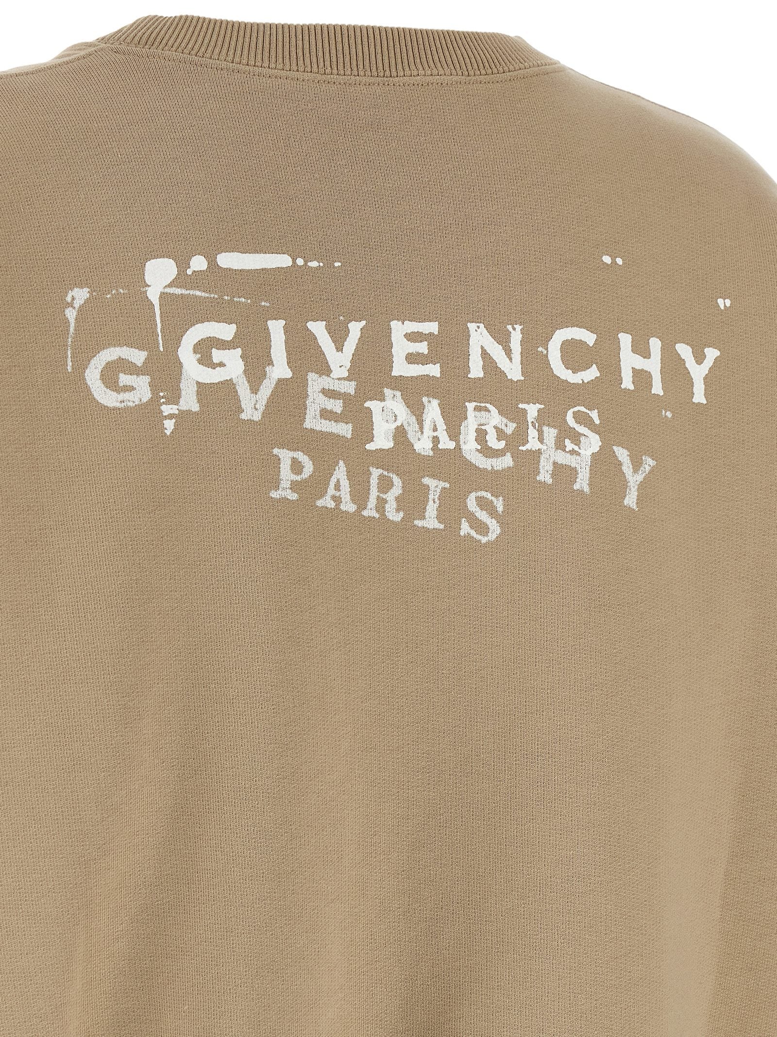 Beige Cotton Logo-Stamp Sweatshirt