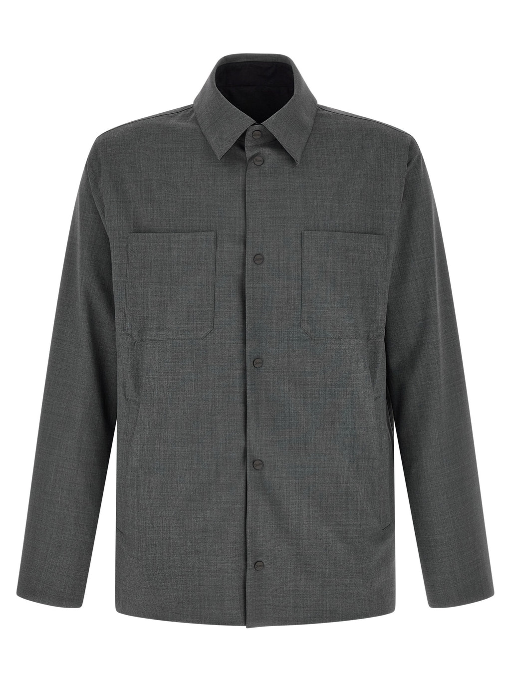 Reversible Overshirt In Technical Wool And Nylon Blend