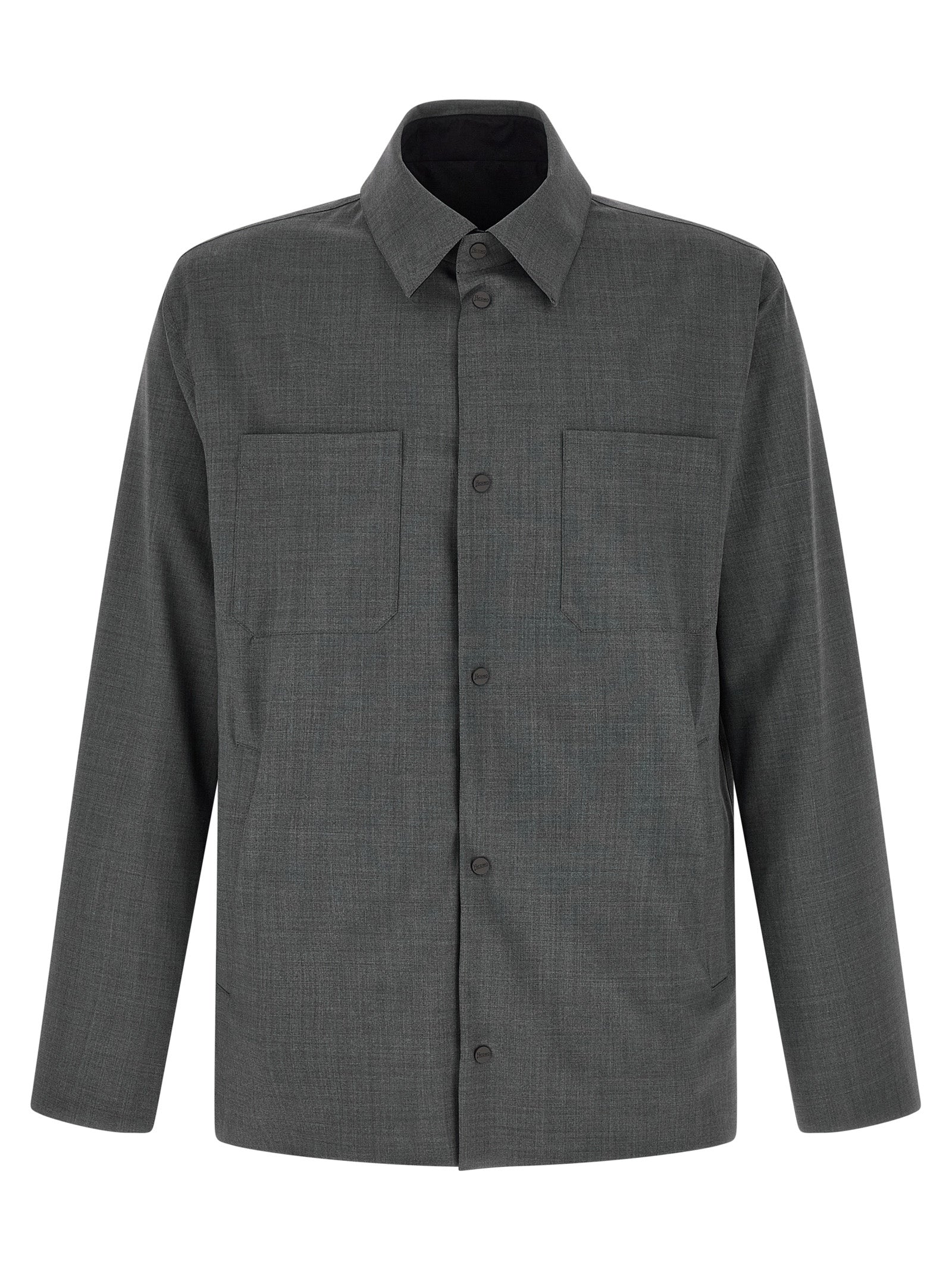 Reversible Overshirt In Technical Wool And Nylon Blend