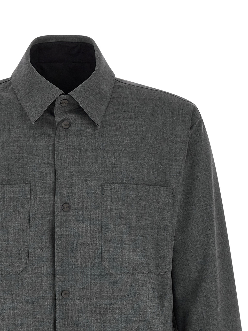 Reversible Overshirt In Technical Wool And Nylon Blend
