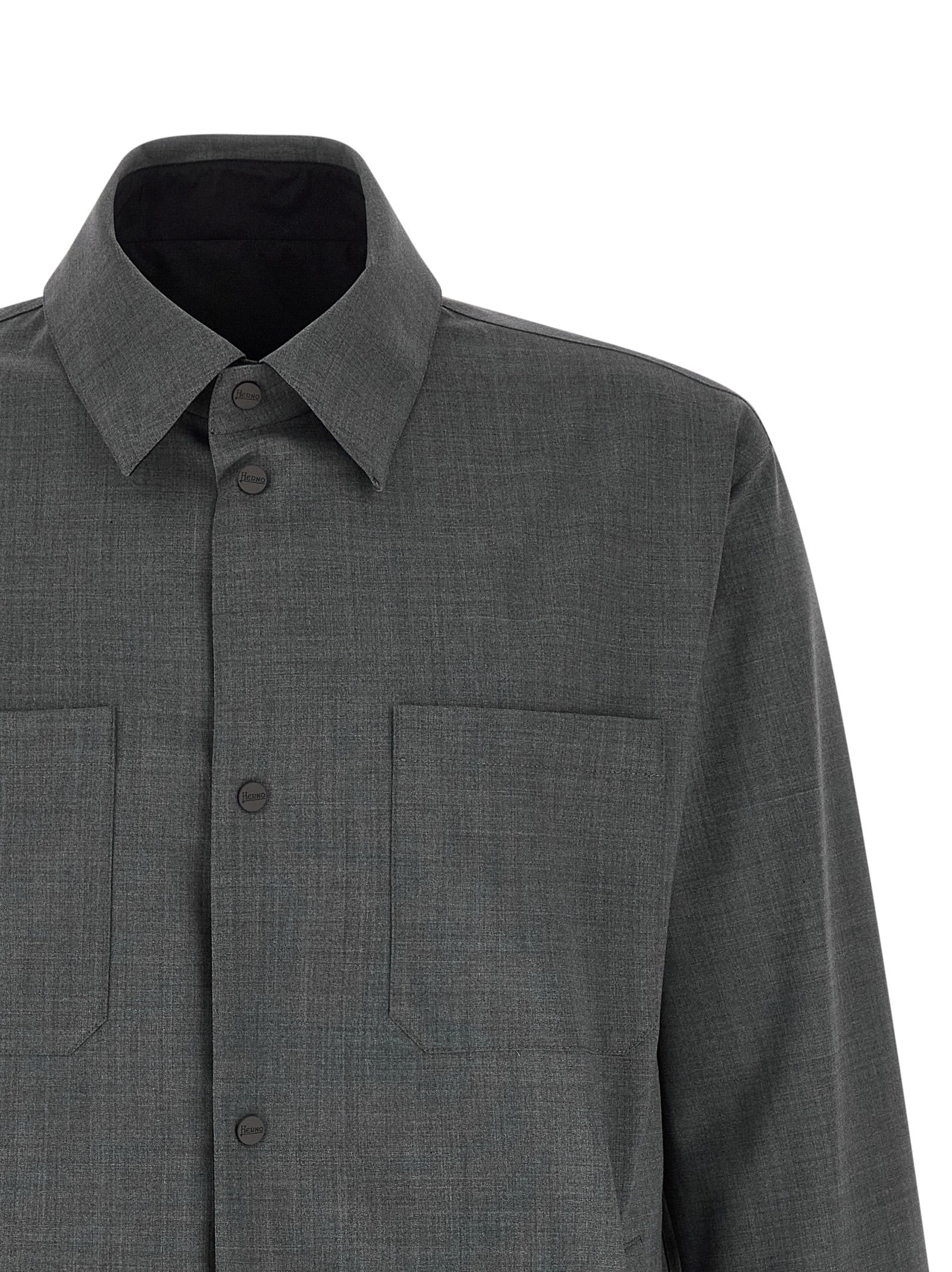 Reversible Overshirt In Technical Wool And Nylon Blend