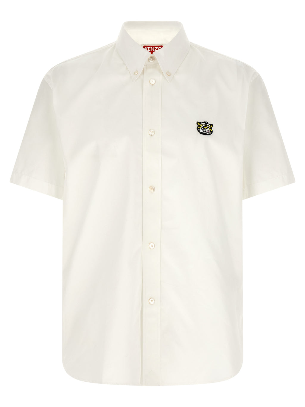 White Cotton Blouse Wild Tiger Crest