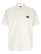 White Cotton Blouse Wild Tiger Crest