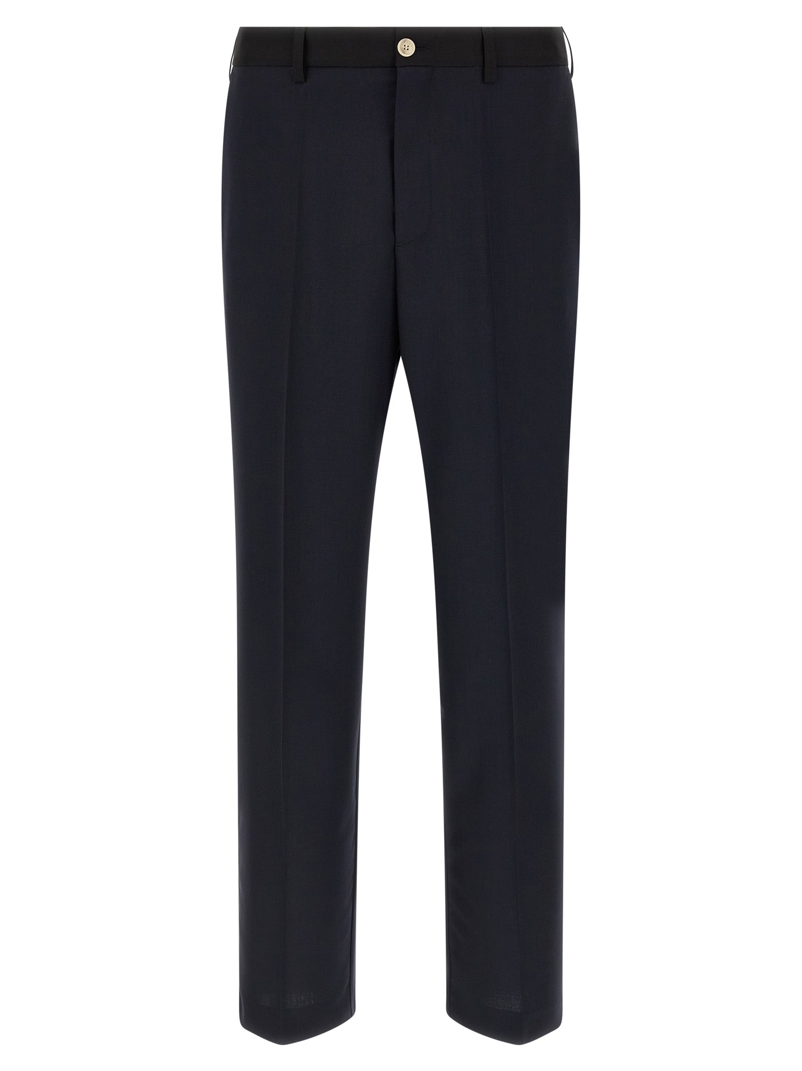 Blue Virgin Wool Tropical Two-Tone Pants