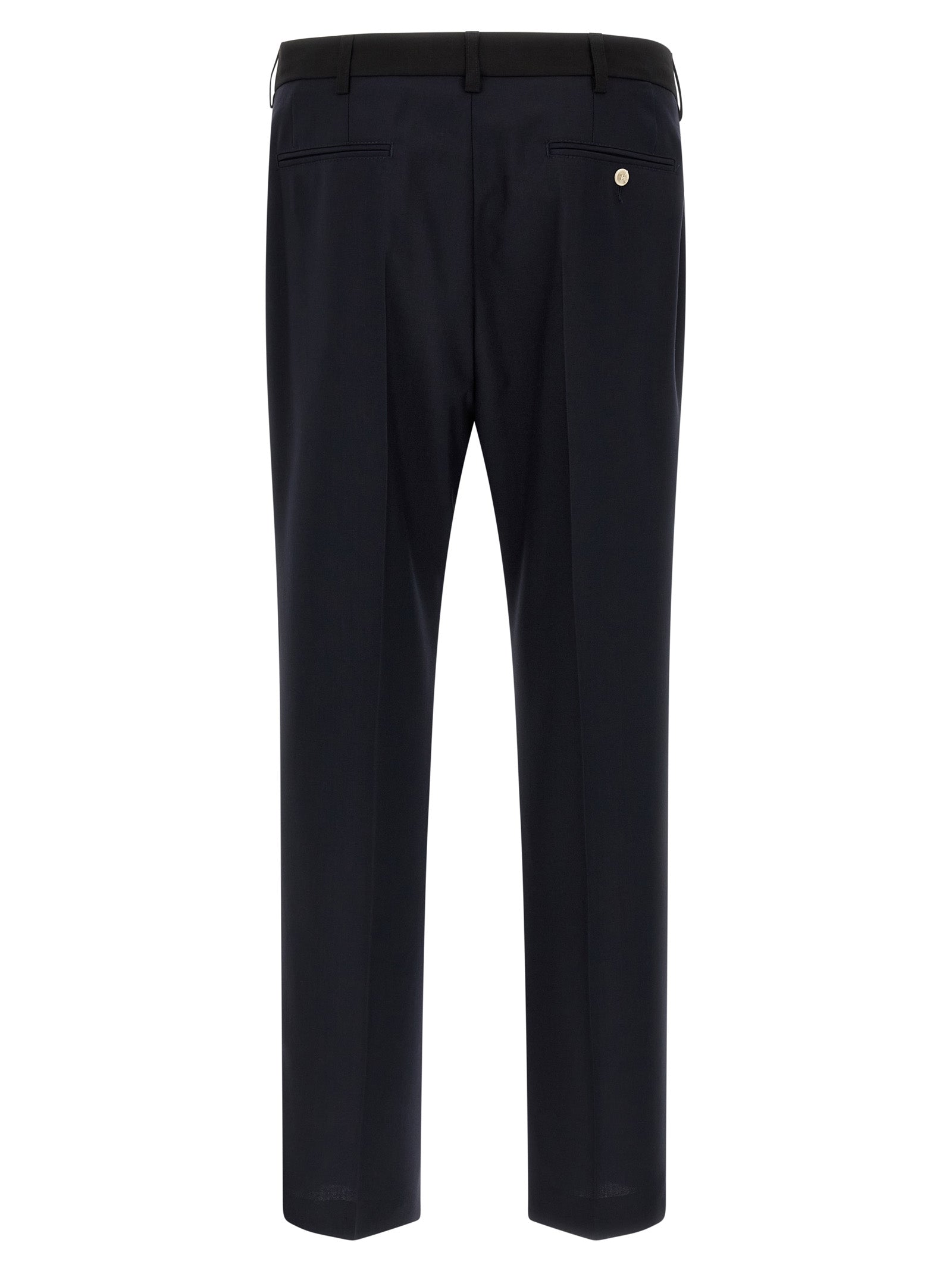 Blue Virgin Wool Tropical Two-Tone Pants