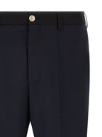 Blue Virgin Wool Tropical Two-Tone Pants