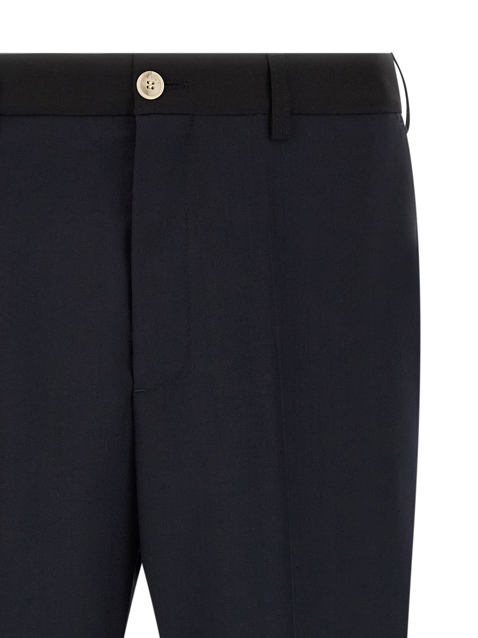Blue Virgin Wool Tropical Two-Tone Pants