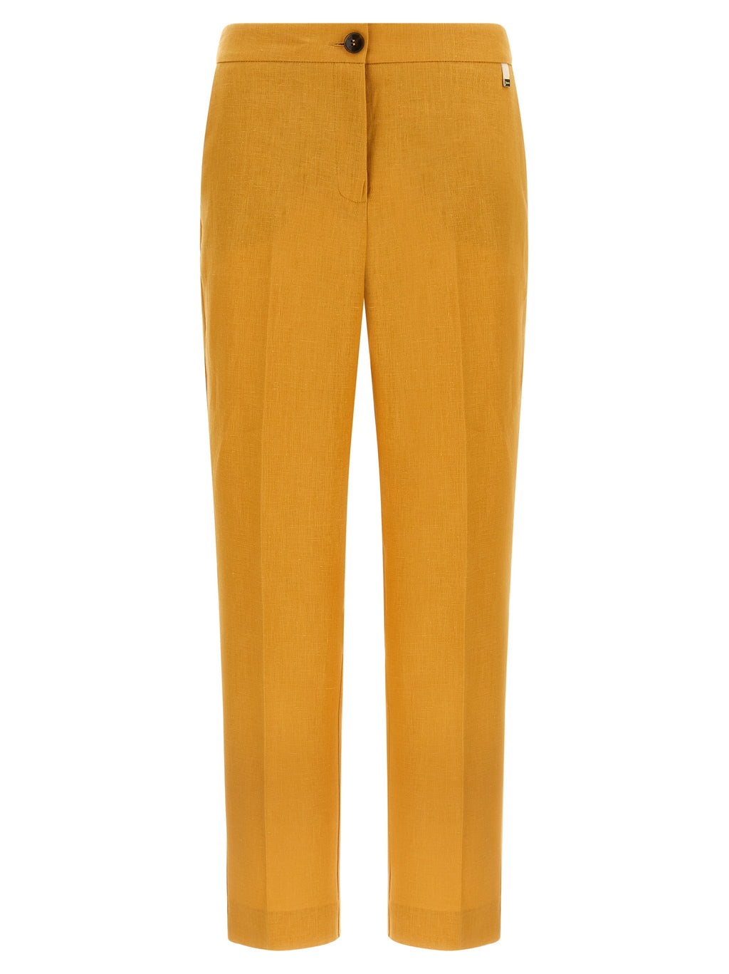 Orange Linen Straight-Leg Trousers