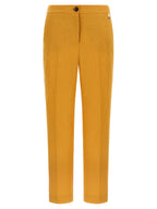 Orange Linen Straight-Leg Trousers