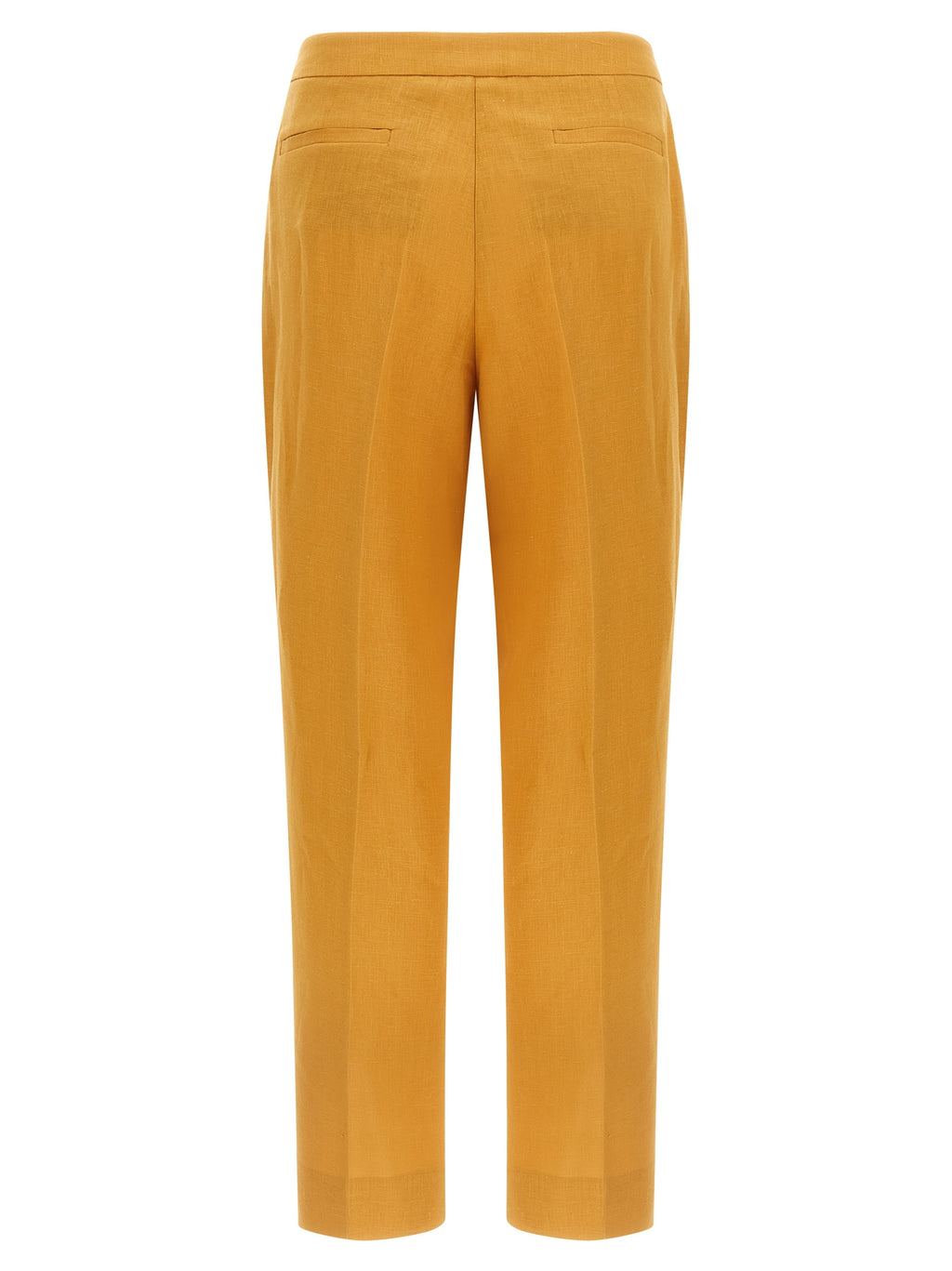Orange Linen Straight-Leg Trousers