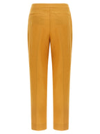 Orange Linen Straight-Leg Trousers