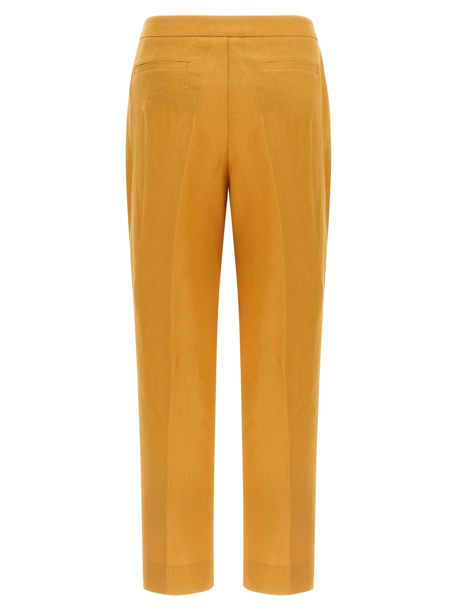 Orange Linen Straight-Leg Trousers