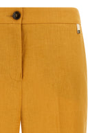 Orange Linen Straight-Leg Trousers