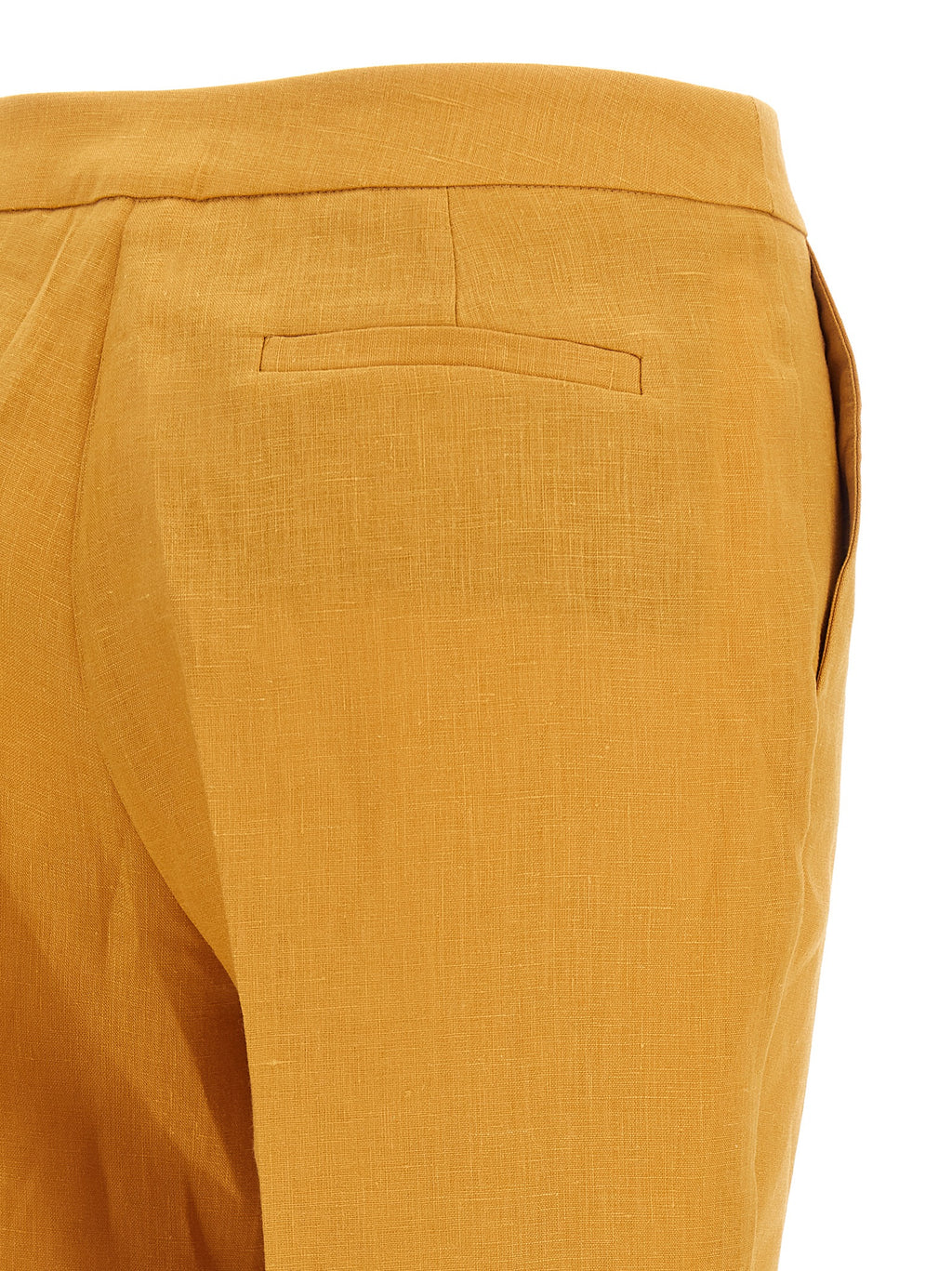Orange Linen Straight-Leg Trousers