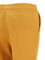 Orange Linen Straight-Leg Trousers