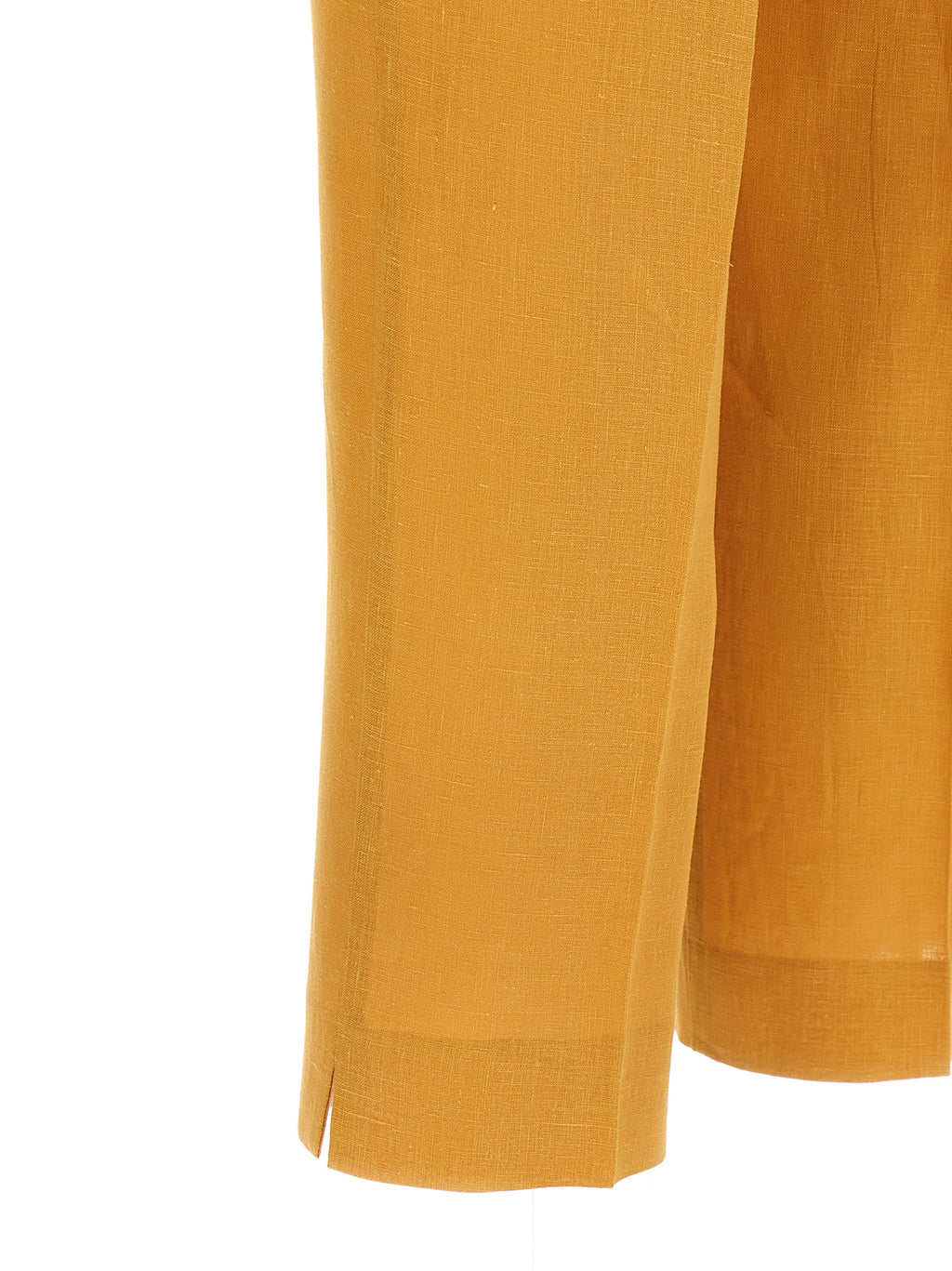 Orange Linen Straight-Leg Trousers