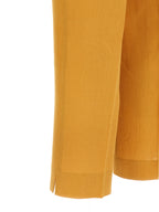 Orange Linen Straight-Leg Trousers