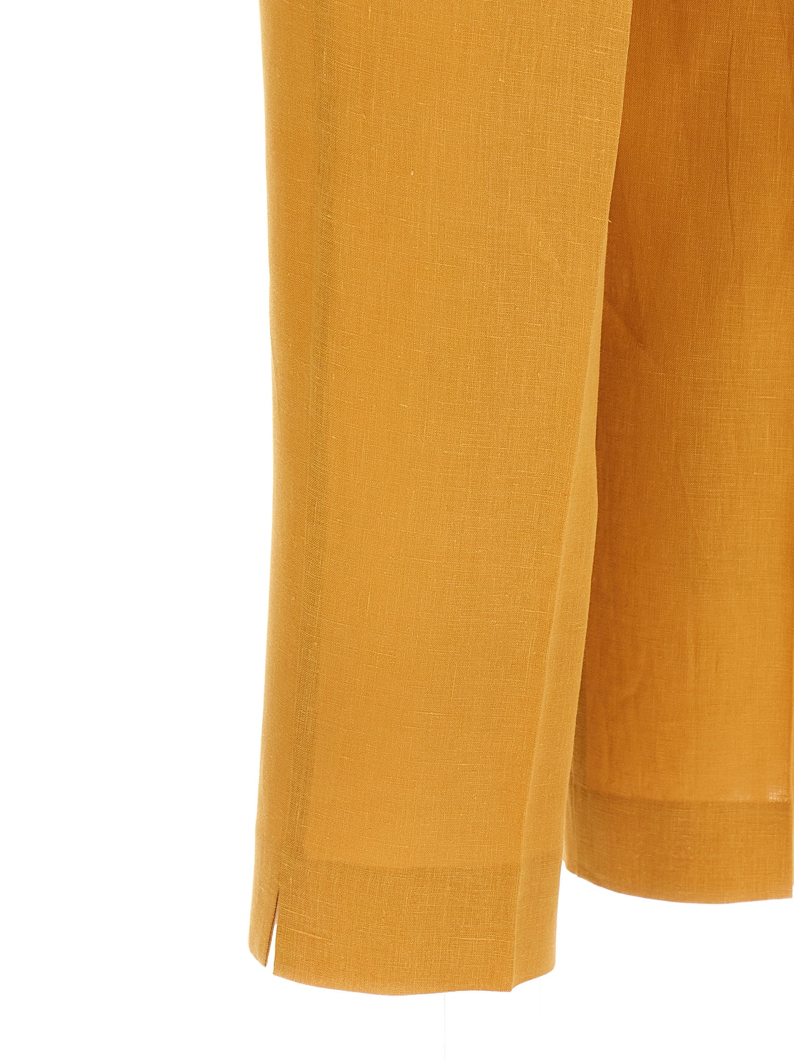 Orange Linen Straight-Leg Trousers