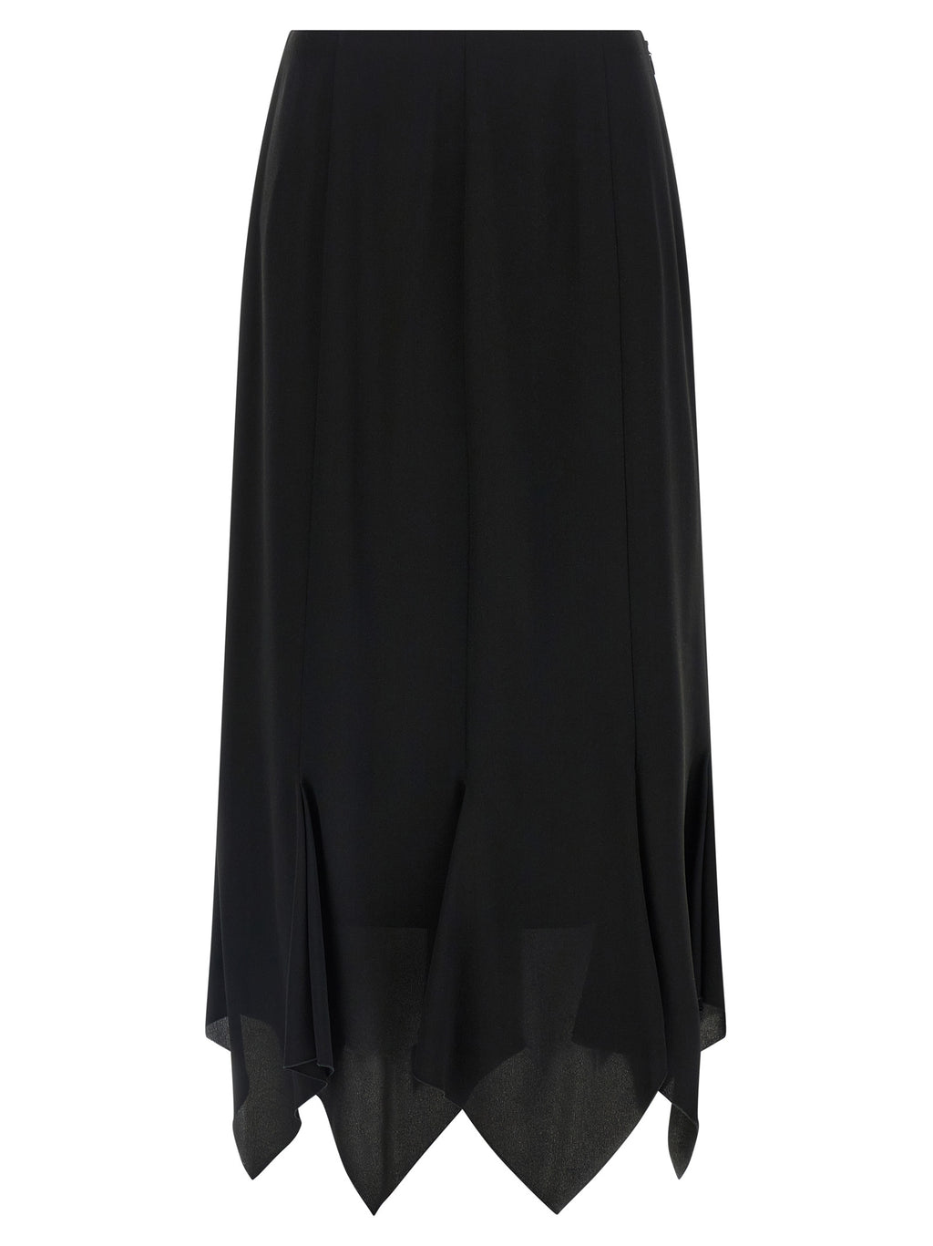 Silk Midi Skirt With Asymmetrical Hem