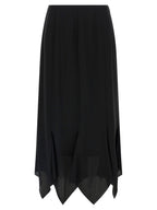 Silk Midi Skirt With Asymmetrical Hem