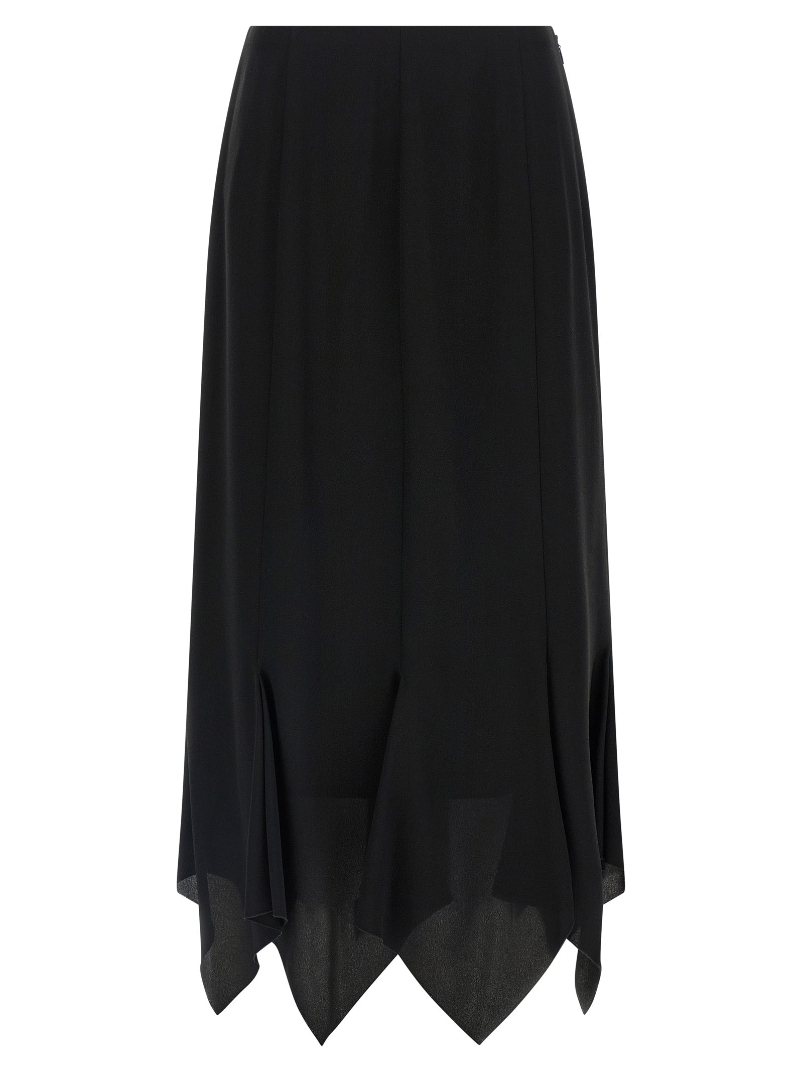 Silk Midi Skirt With Asymmetrical Hem